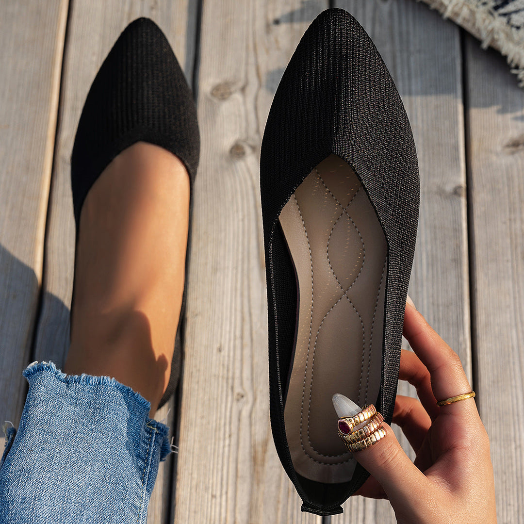 Damen Ballerinas mit kreativem Hahnentrittmuster und flexiblem Fußbett