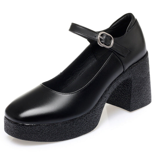 Damen Trendige Plateau-Mary Jane Schuhe mit elegantem Riemen Nord Taschen