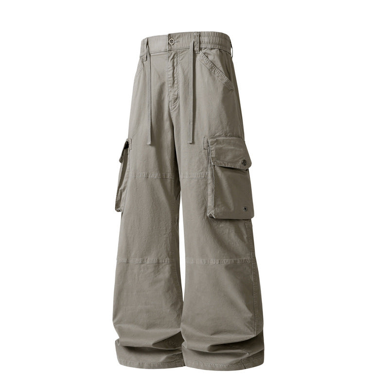 Damen weite Utility-Cargo-Hose mit hoher Taillierung, elastischem Bund und großen Klappentaschen Nord Taschen