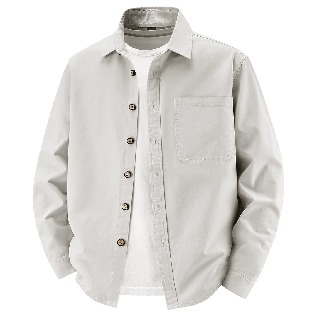 Herren lockere Overshirt-Jacke aus Baumwollmix mit Brusttasche und durchgehender Knopfleiste Nord Taschen