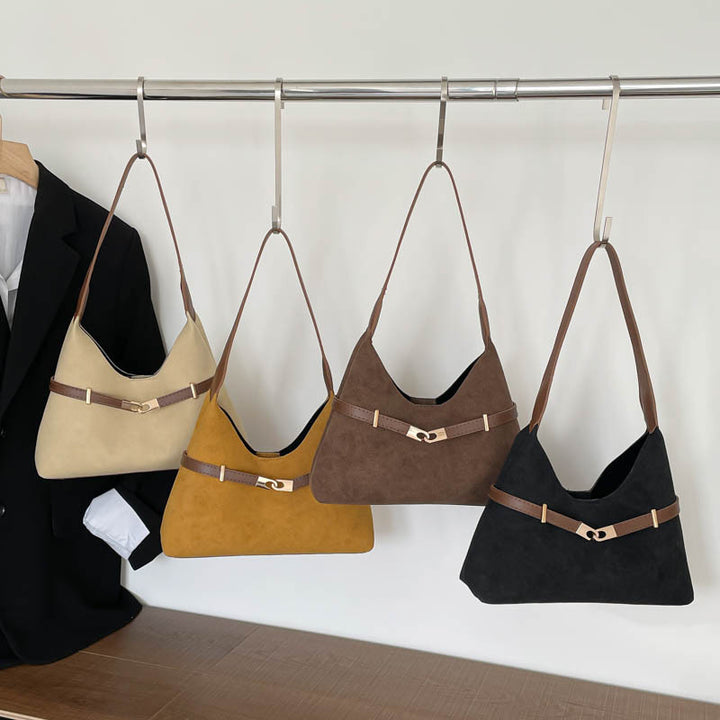Damen modische Wildleder-Umhängetasche mit kontrastierendem Gurt Nord Taschen