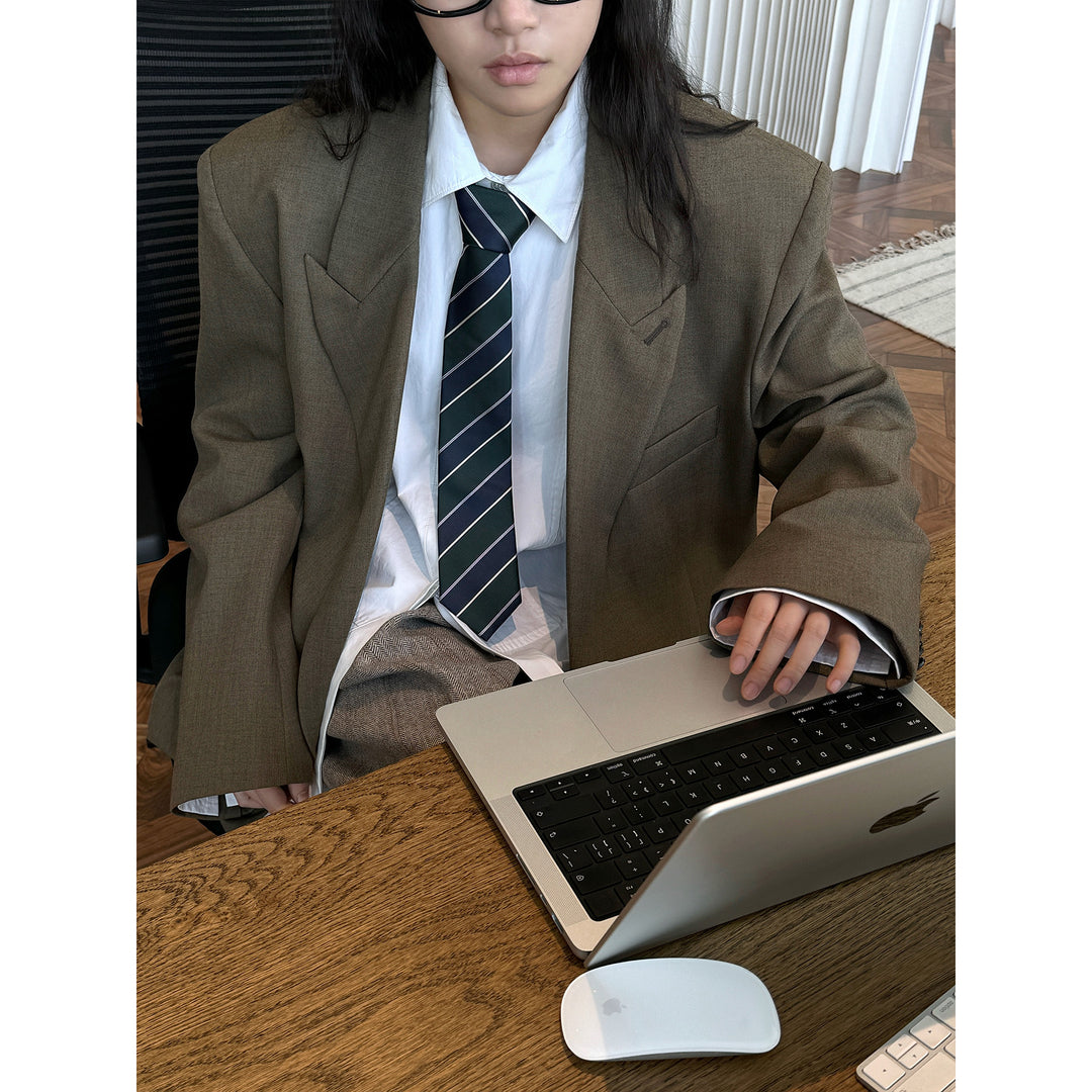 Damen Oversized zweireihiges Sakko mit strukturierter Schulter und langem Schnitt Nord Taschen