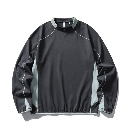 Unisex technisches Mockneck-Longsleeve mit Raglannähten, Kontrast-Einsätzen und elastischem Saum Nord Taschen