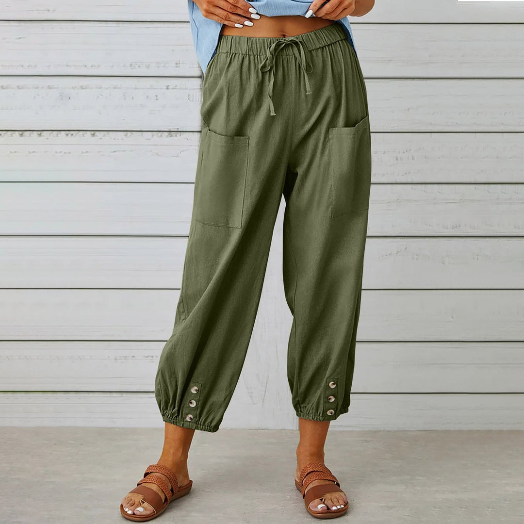 Damen modische Freizeit-Hose mit praktischen Taschen und elastischen Bündchen
