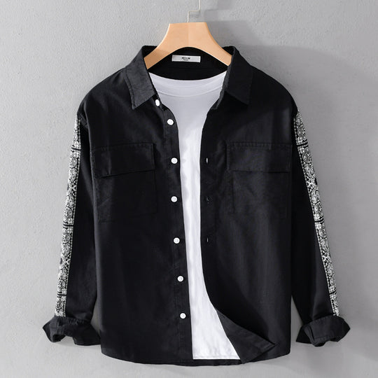 Herren Overshirt mit Bandana-Ärmeln, Brustklappen und relaxed Fit Nord Taschen