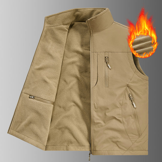 Herren Thermo-Fleece Outdoorweste mit wärmender Teddyfutter-Innenseite, winddichter Außenlage & Multifunktions-Reißverschlusstaschen Nord Taschen