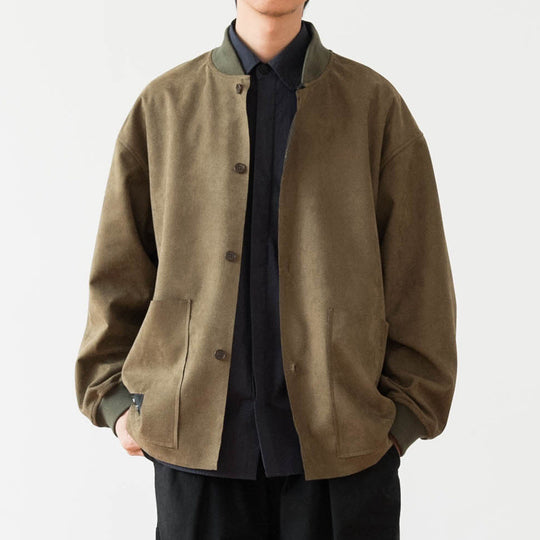 Herren Lockeres Overshirt aus Veloursleder-Imitat mit Knopfleiste und großen Fronttaschen Nord Taschen