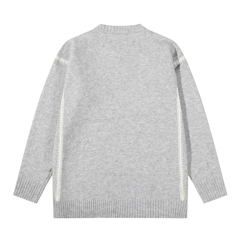 Unisex Oversize Feinstrick-Pullover mit Rundhalsausschnitt und Rippenbündchen Nord Taschen