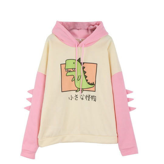 Damen nan Kapuzenpullover mit dreidimensionalen Rückendetails und niedlichem Dinosaurierprint Nord Taschen