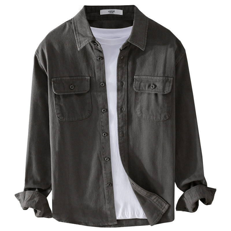 Herren Leichtes Baumwoll-Twill-Overshirt mit Brustklappen und Relaxed-Fit Nord Taschen