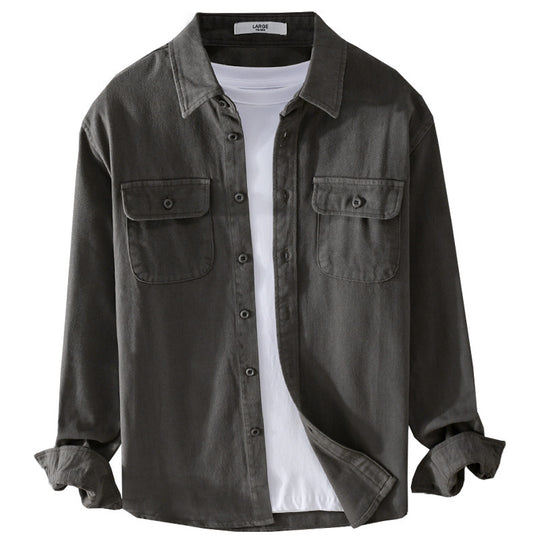 Herren Leichtes Baumwoll-Twill-Overshirt mit Brustklappen und Relaxed-Fit Nord Taschen