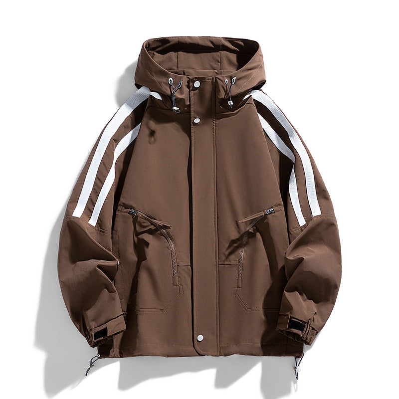 Unisex Sportlich-urbaner Kapuzen-Windbreaker mit Kontraststreifen Nord Taschen