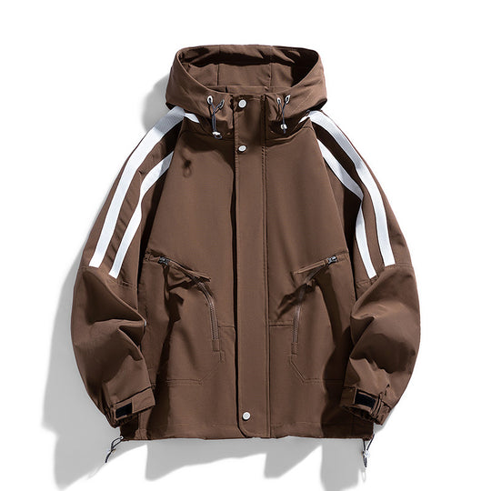Unisex Sportlich-urbaner Kapuzen-Windbreaker mit Kontraststreifen Nord Taschen