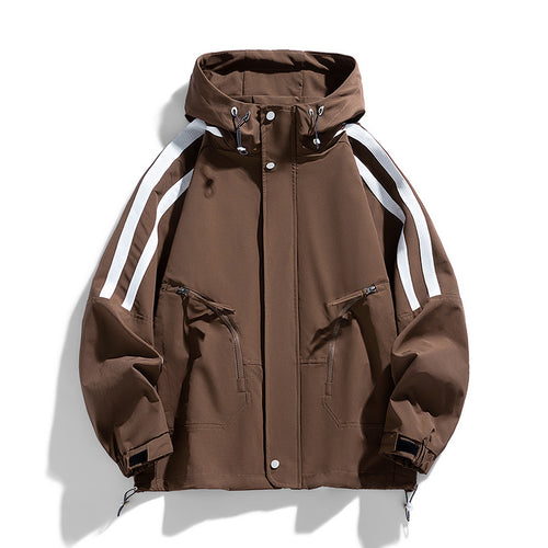 Unisex Sportlich-urbaner Kapuzen-Windbreaker mit Kontraststreifen Nord Taschen