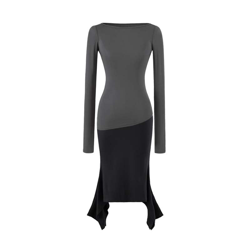 Damen Figurbetontes Midikleid mit asymmetrischem Zipfelsaum und Paneel-Design Nord Taschen