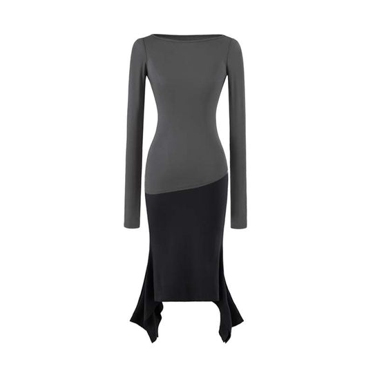 Damen Figurbetontes Midikleid mit asymmetrischem Zipfelsaum und Paneel-Design Nord Taschen