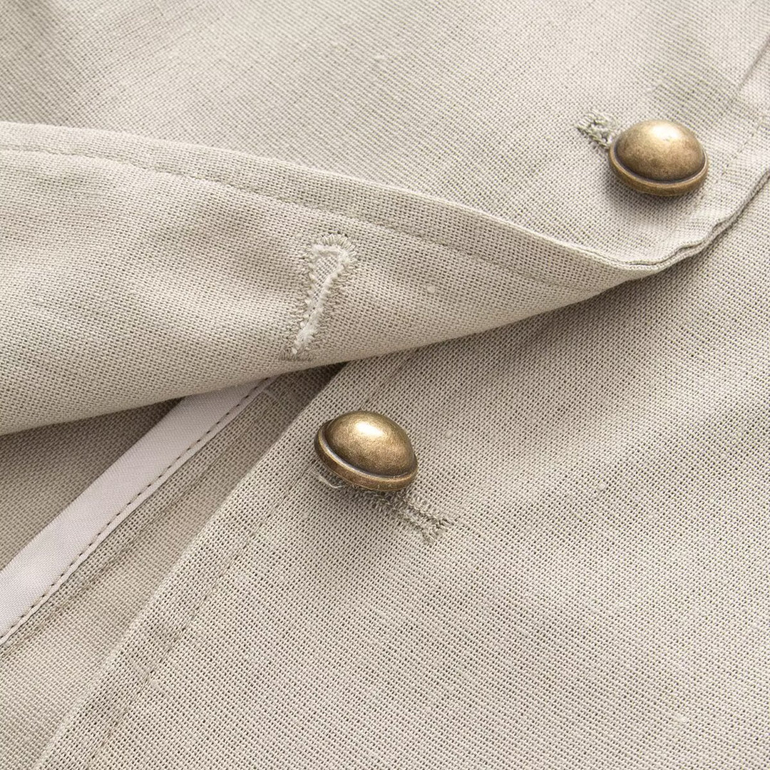 Damen Taillierter Stehkragen-Blazer mit dekorativen Metallknöpfen Nord Taschen