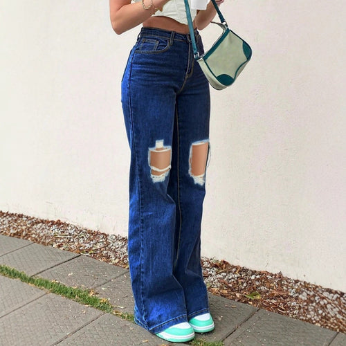 Damen High-Waist Flared-Jeans im Retro-Bootcut mit kniehohen Cut-Outs und Five-Pocket-Design Nord Taschen