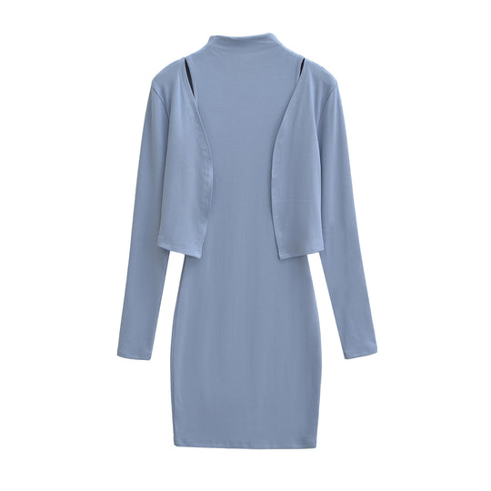 Damen Figurnahes Midikleid mit integriertem Bolero und Stehkragen Nord Taschen