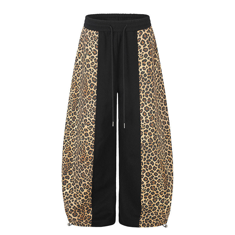 Damen Extraweite Palazzo-Joggpants mit Leo-Panelen, Tunnelzugbund und verstellbarem Saum Nord Taschen