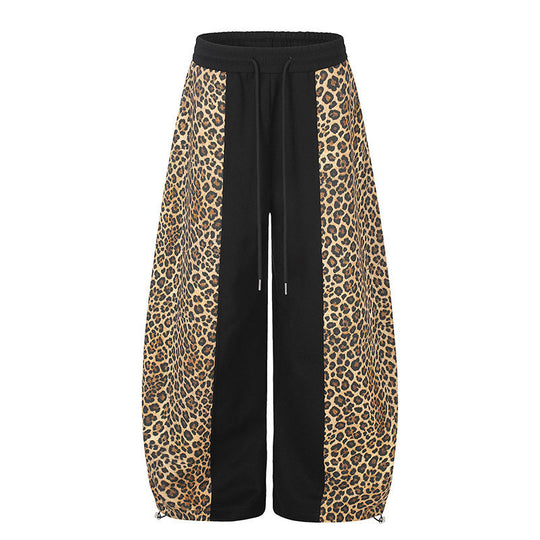 Damen Extraweite Palazzo-Joggpants mit Leo-Panelen, Tunnelzugbund und verstellbarem Saum Nord Taschen