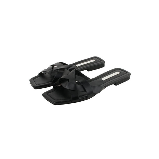 Damen elegante Riemensandalen mit modernem Kreuzdesign und flacher Sohle
