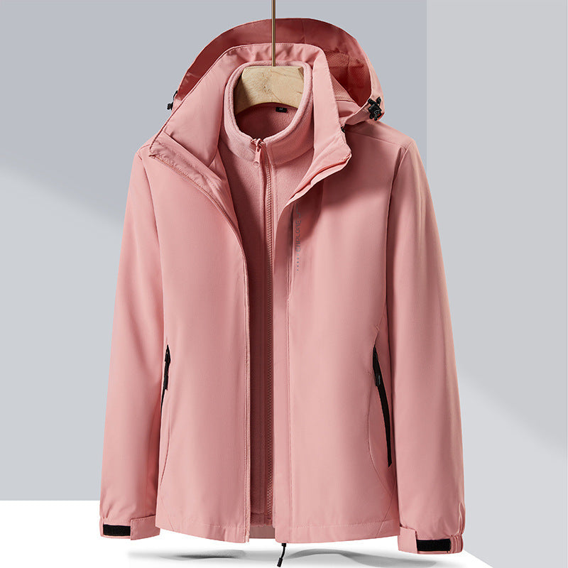 Herren zweilagige Softshell-Regenjacke mit abnehmbarem Fleece‑Innenlayer und verstellbarer Kapuze Nord Taschen