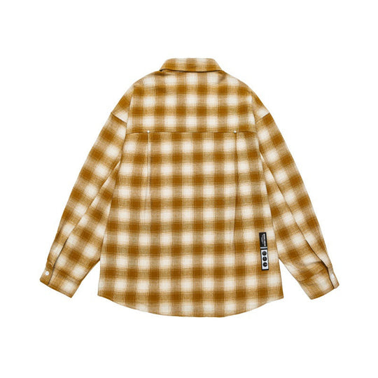 Herren Lässiges Karomuster-Flanellhemd im Oversized-Worker-Stil mit Brustpattentasche und abgerundetem Saum Nord Taschen