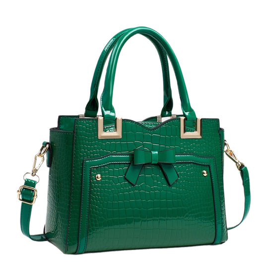 Damen elegante Handtasche mit dekorativem Schleifen-Detail und strukturiertem Krokodil-Leder-Look Nord Taschen