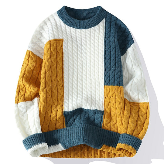 Herren Modischer Grobstrickpullover mit Farbblock-Design Nord Taschen