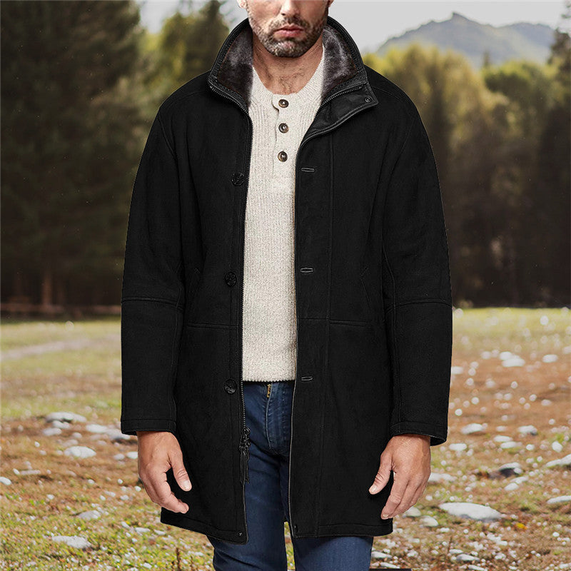 Herren Mantel im Fieldcoat‑Style mit Teddykragen und Zweiwege-Reißverschluss Nord Taschen