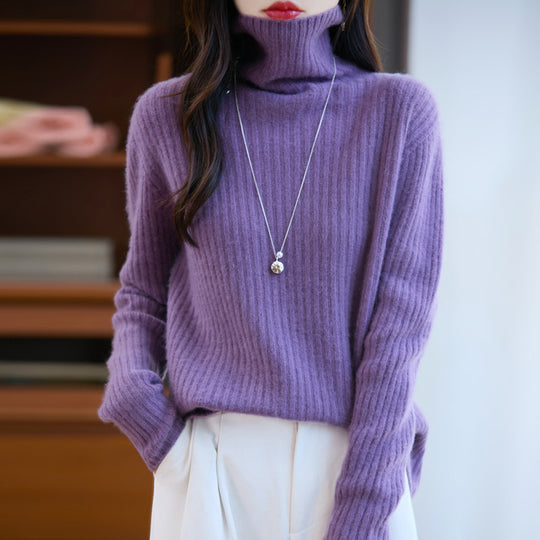 Damen Schlanker Feinstrick-Rollkragenpullover mit feiner Rippenstruktur und kaschmirähnlicher Haptik Nord Taschen