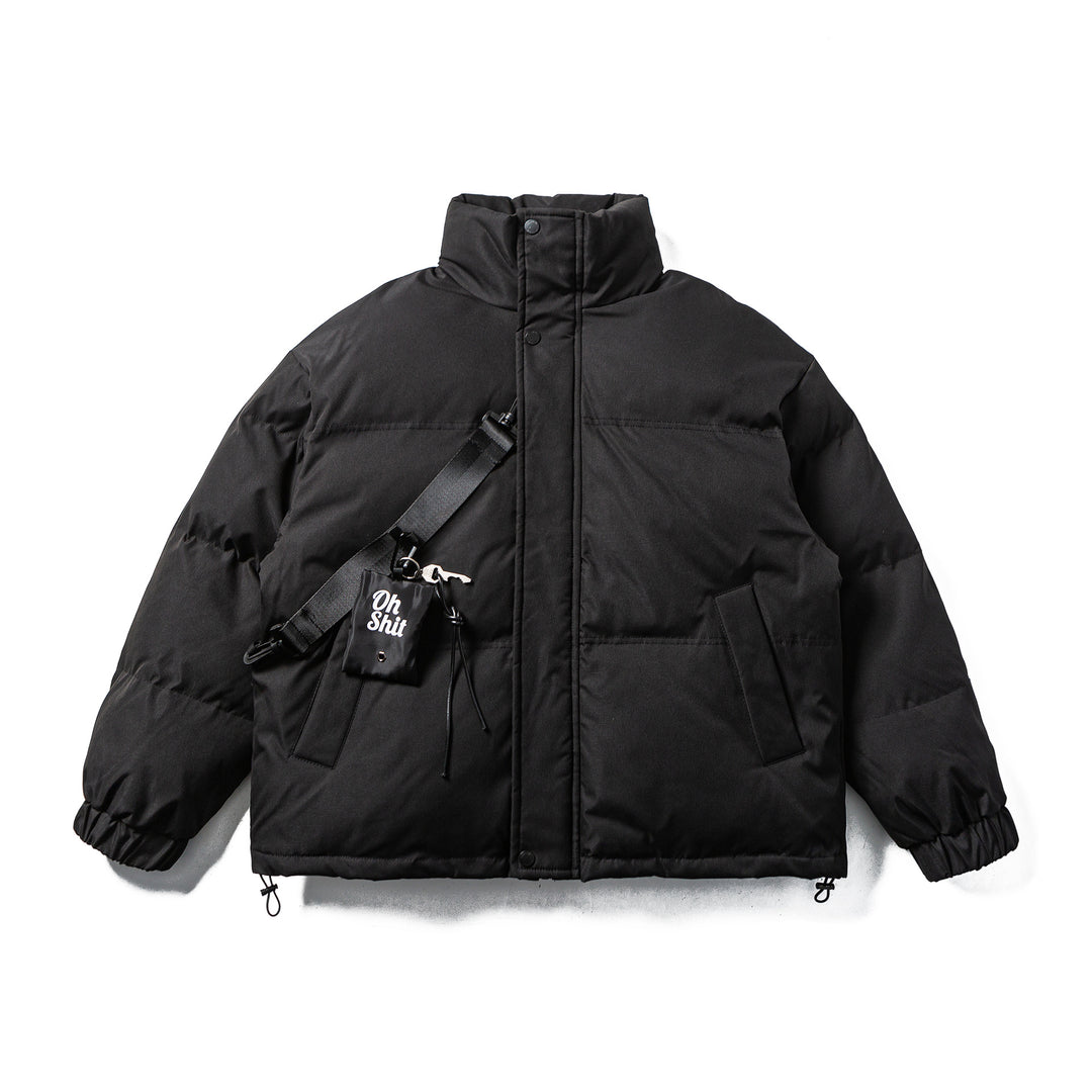 Unisex Boxy-wattierte Pufferjacke mit hohem Stehkragen, verstellbarem Saum und Utility-Gurt Nord Taschen