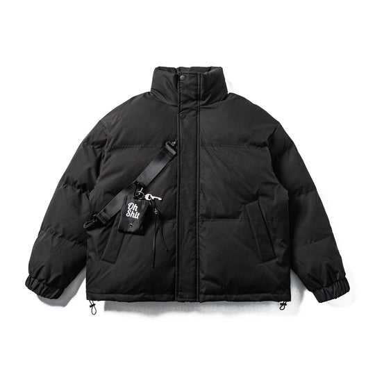 Unisex Boxy-wattierte Pufferjacke mit hohem Stehkragen, verstellbarem Saum und Utility-Gurt Nord Taschen