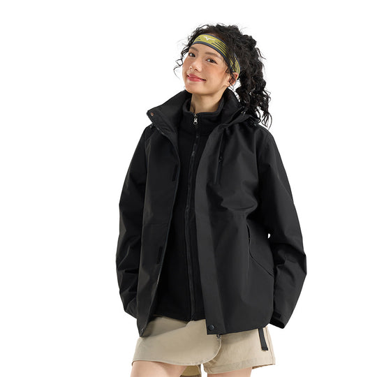 Damen Leichte wasserdichte Parka-Kapuzenjacke mit versiegelten Nähten und Kordelzug Nord Taschen