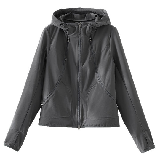 Damen Leichte Softshell-Outdoorjacke mit Kapuze und Zwei-Wege-Reißverschluss Nord Taschen