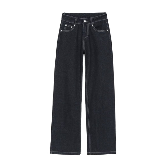 Damen High-Waist Jeanshose mit weitem Bein und Kontrastnähten Nord Taschen