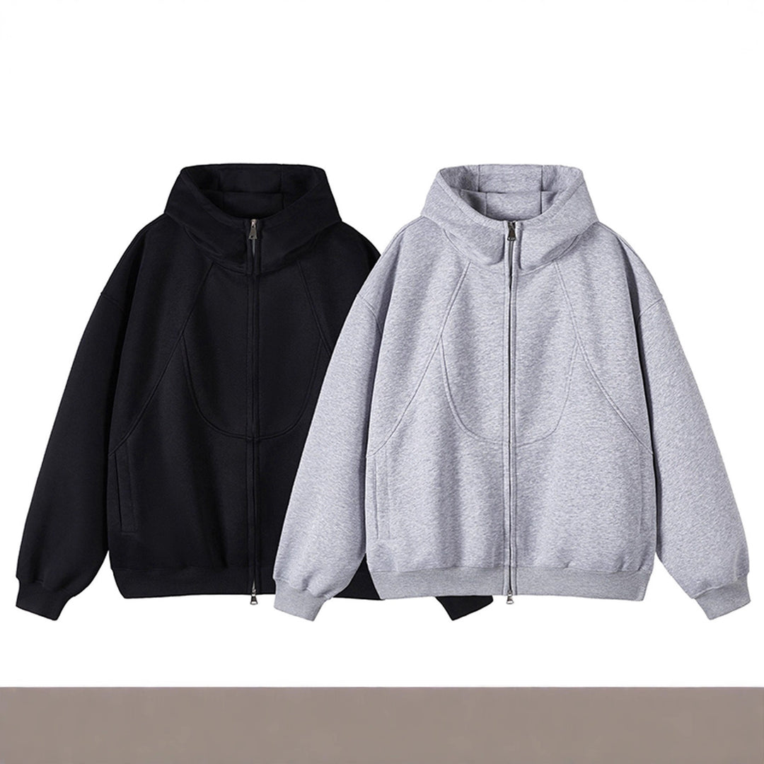 Unisex Oversize-Kapuzen-Sweatjacke mit hohem Stehkragen und durchgehendem Reißverschluss Nord Taschen