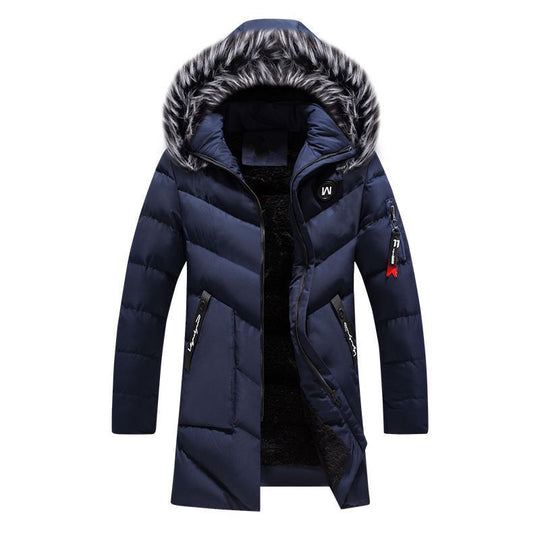 Herren Langer Thermo-Parka mit Kunstfellkapuze, Chevron-Steppung und Fleece-Innenfutter Nord Taschen