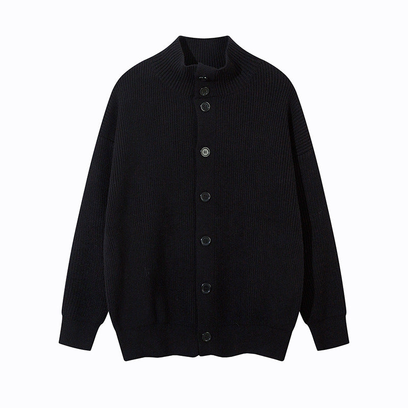 Unisex Oversize-Strickjacke mit Stehkragen und durchgehender Knopfleiste Nord Taschen