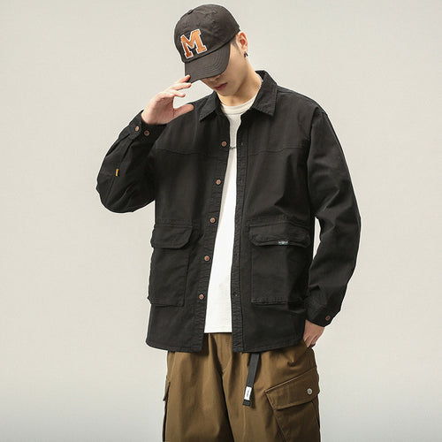 Herren Overshirt‑Fieldjacke im Utility‑Canvas mit großen Klapptaschen und Hemdkragen Nord Taschen