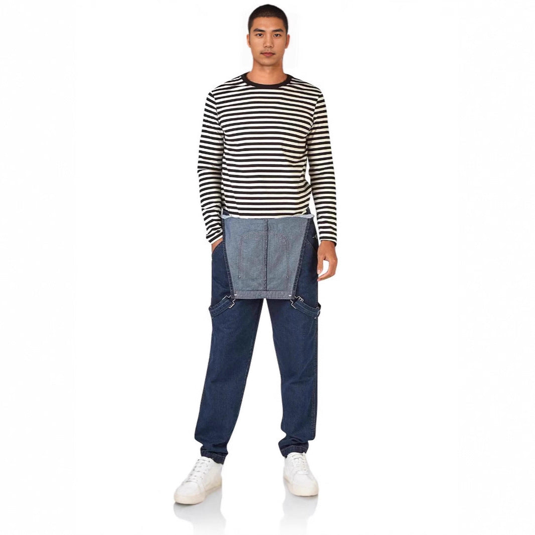 Herren Jeans Latzhose mit Taschen und verstellbaren Trägern - Vittorelli