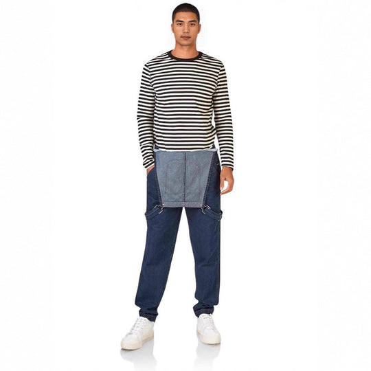 Herren Jeans Latzhose mit Taschen und verstellbaren Trägern - Vittorelli