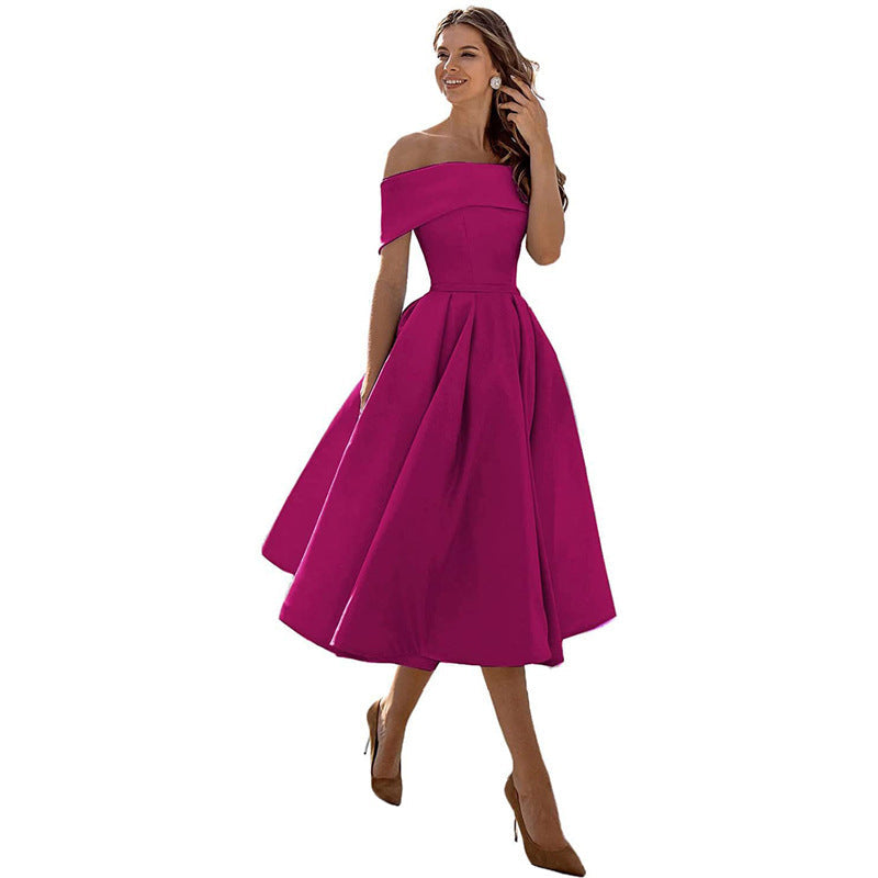 Legere Mode Satin Cocktailkleid Ohne Träger - Arvani