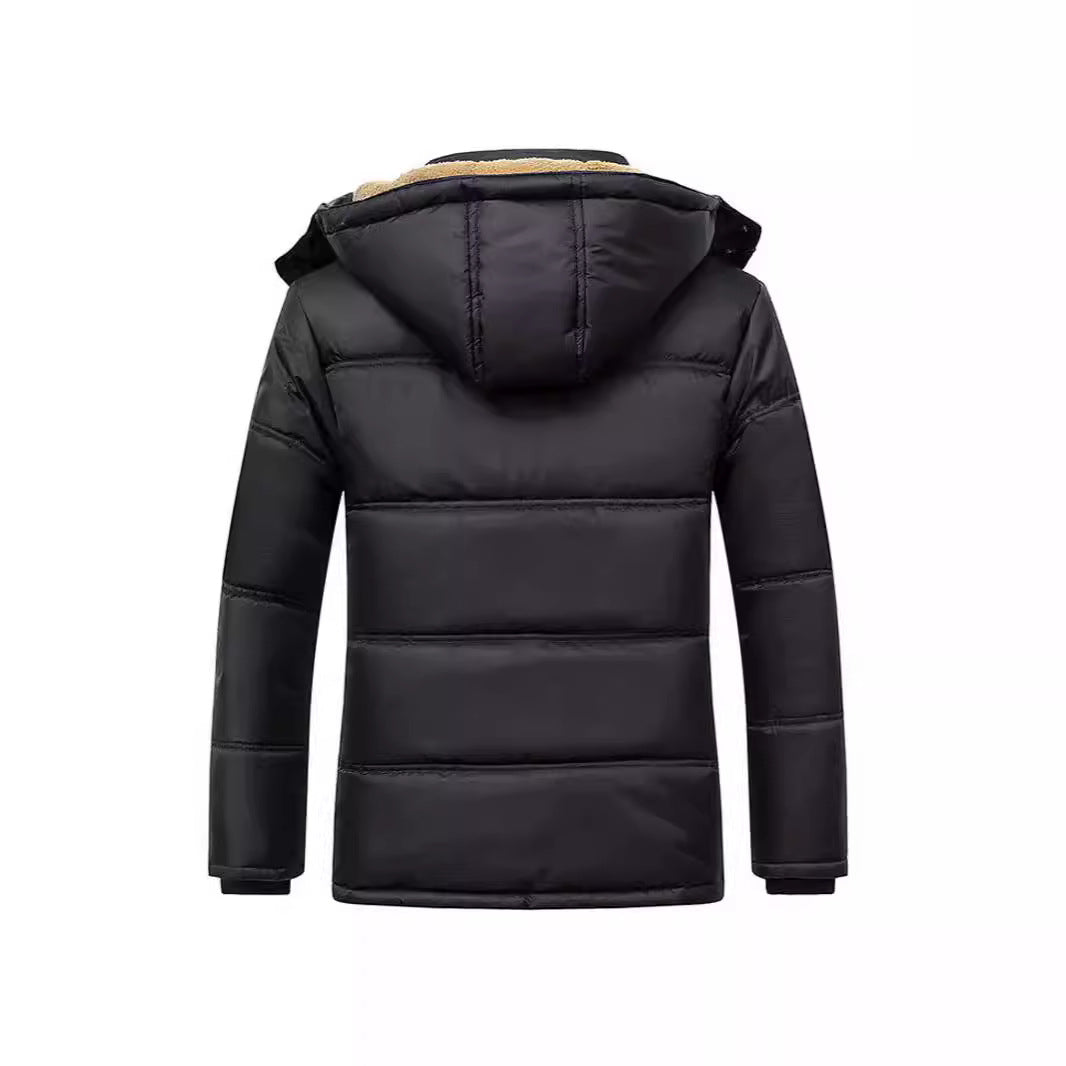 Herren Langer Thermoisolierter Steppparka mit Teddy-Innenfutter, Kapuze und Klappentaschen Nord Taschen