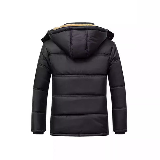 Herren Langer Thermoisolierter Steppparka mit Teddy-Innenfutter, Kapuze und Klappentaschen Nord Taschen