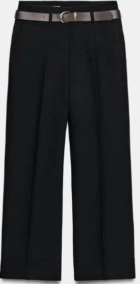 Damen Weite High‑Waist Palazzohose mit vertikalem Streifenmuster und elastischem Bund Nord Taschen