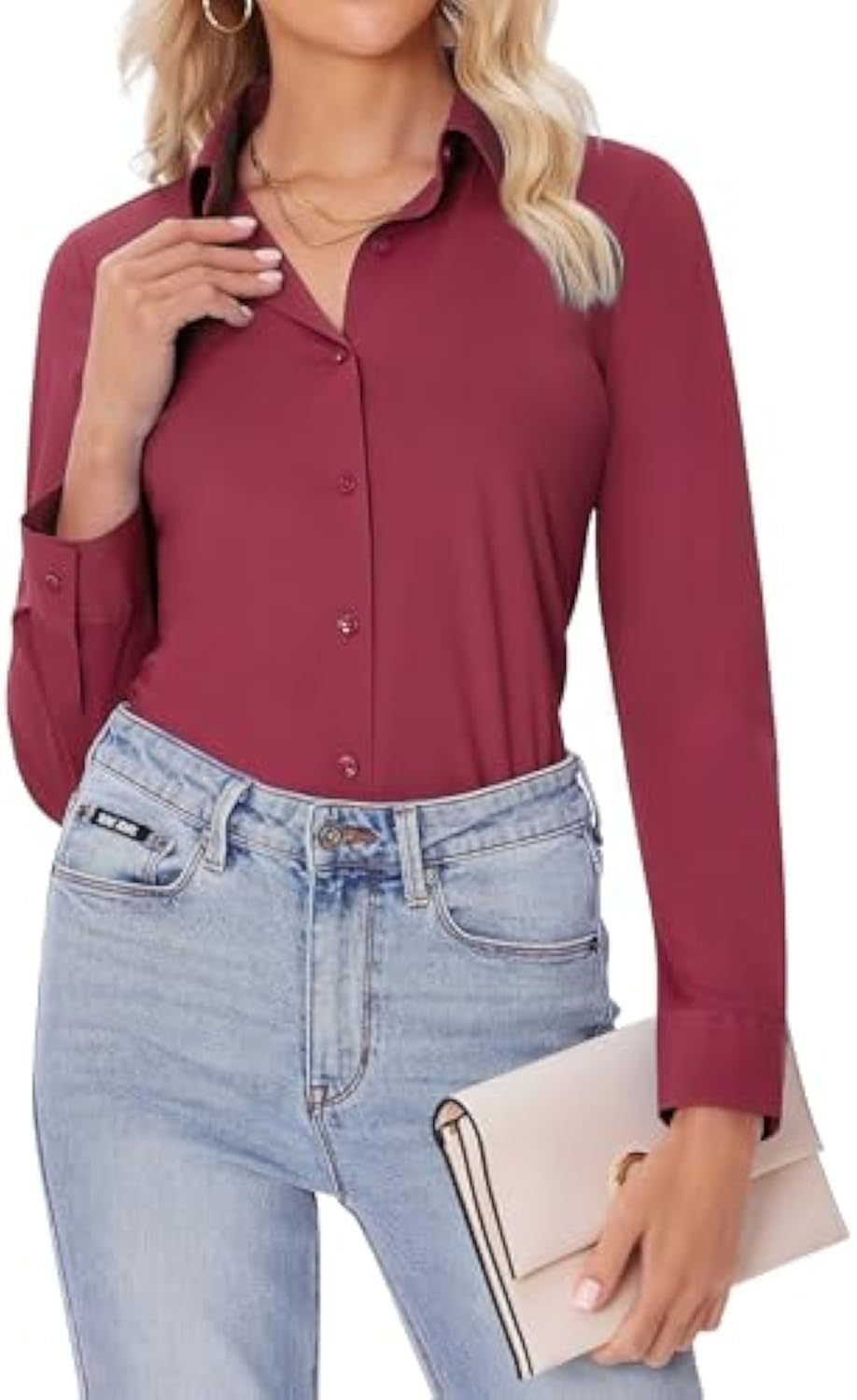 Damen Elegantes Langarmhemd Nord Taschen
