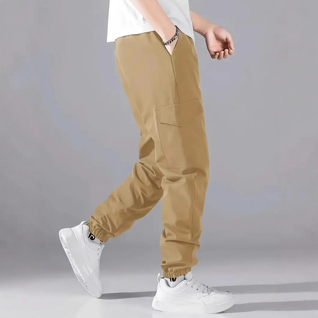 Herren Leichte Tech-Cargohose im Joggerstil mit Tunnelzug, elastischem Beinabschluss & Multifachtaschen Nord Taschen