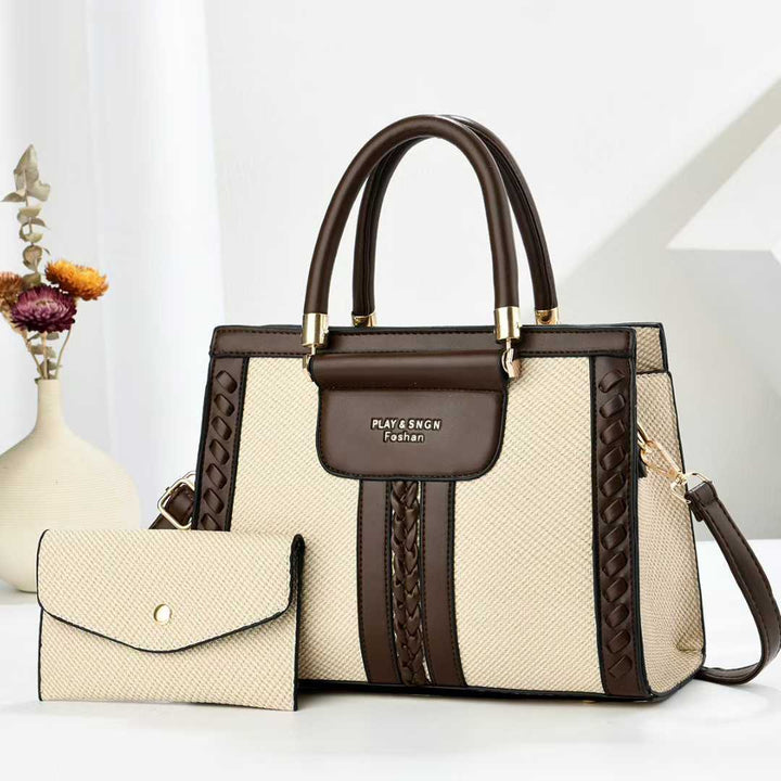Damen elegante Handtasche im raffinierten Flechtlook mit abnehmbarer Clutch Nord Taschen